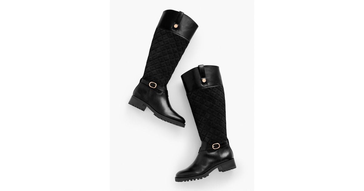 Talbots Tish Quilted Leather Riding Boots in Black Lyst UK