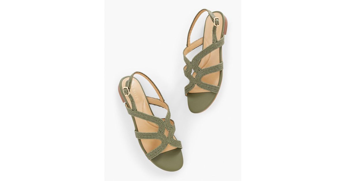 Talbots Keri Wrapped Raffia Flat Sandals in Metallic Lyst