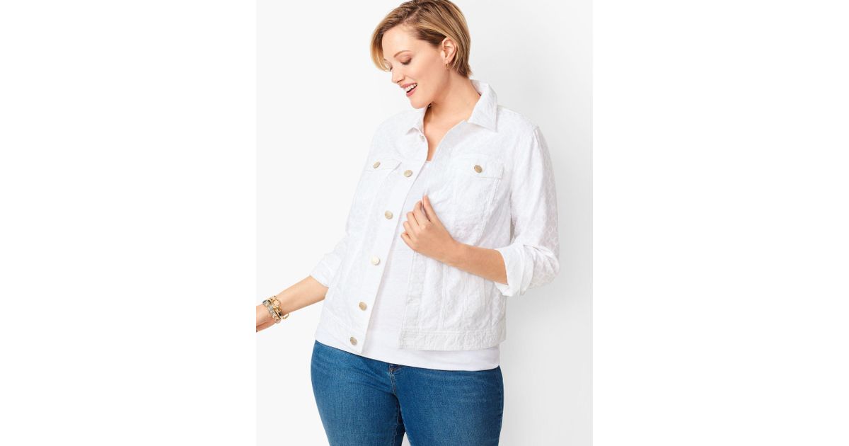 white eyelet jean jacket