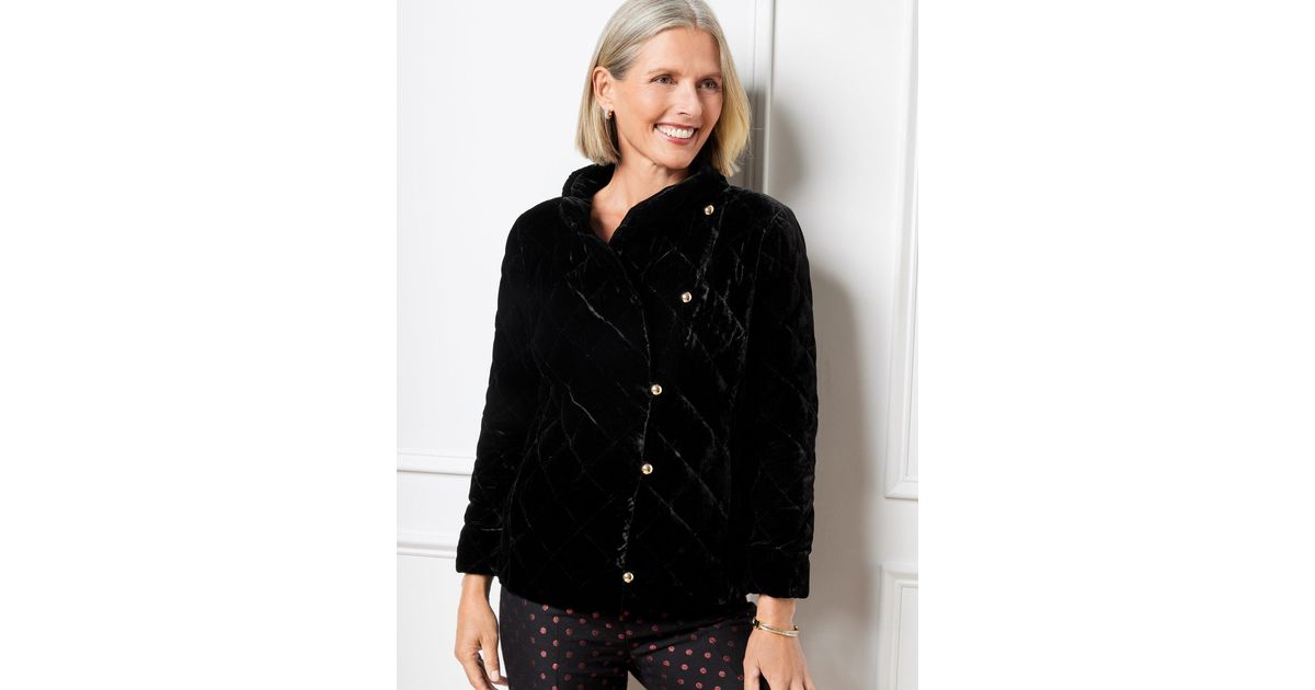 Talbots Quilted Velvet Jacket in Black Lyst UK