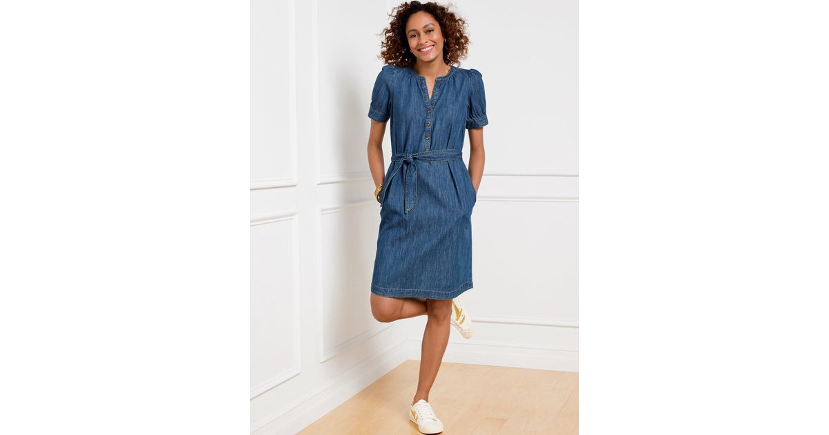 Puff Sleeve Embroidered Shift Dress