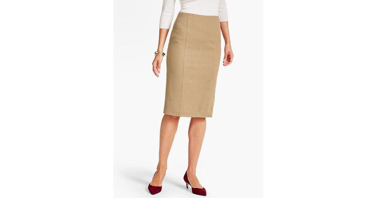 Talbots Synthetic Luxe Camel Hair Pencil Skirt in Natural | Lyst