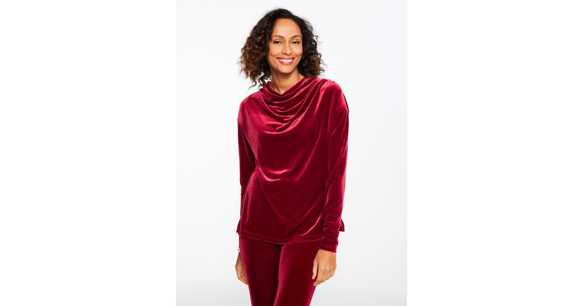 Talbots Smashing6 Talbots Stretch Velvet Tunic Top in Red | Lyst