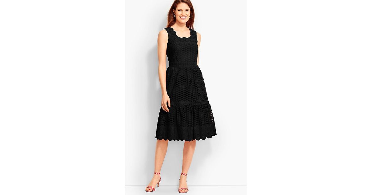 talbots mixed lace fit and flare dress