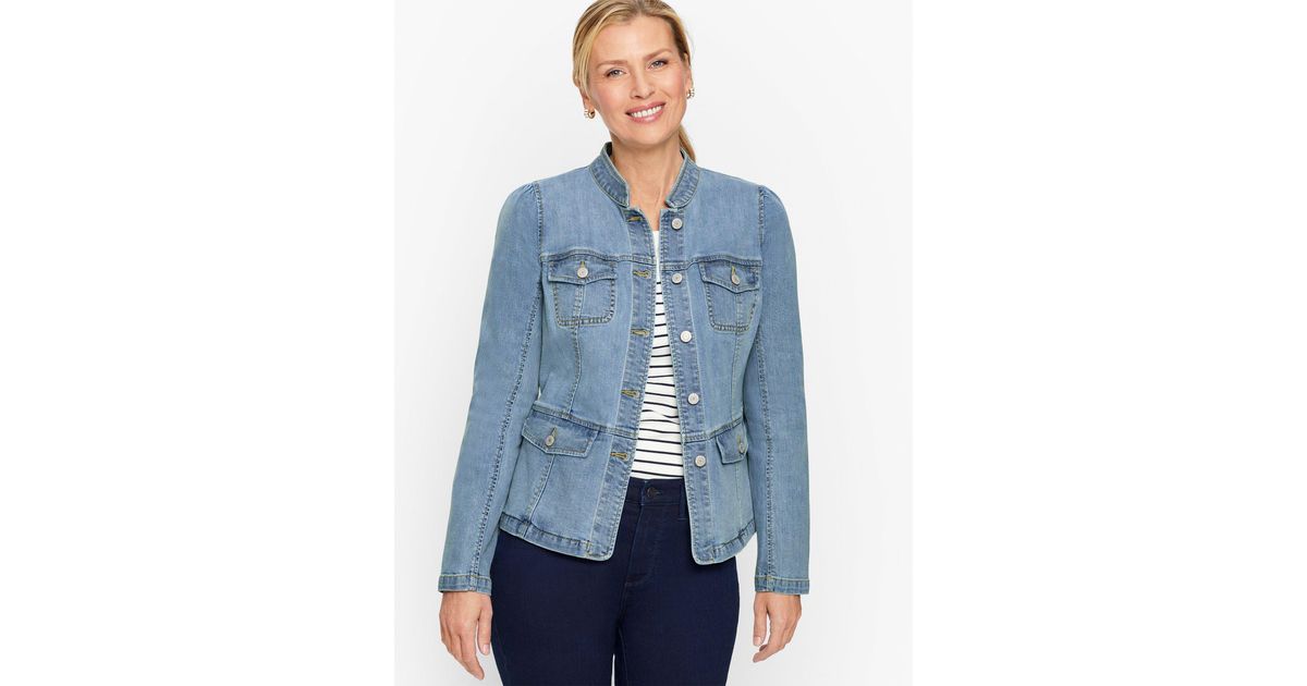 Talbots Band Collar Jean Jacket in Blue 