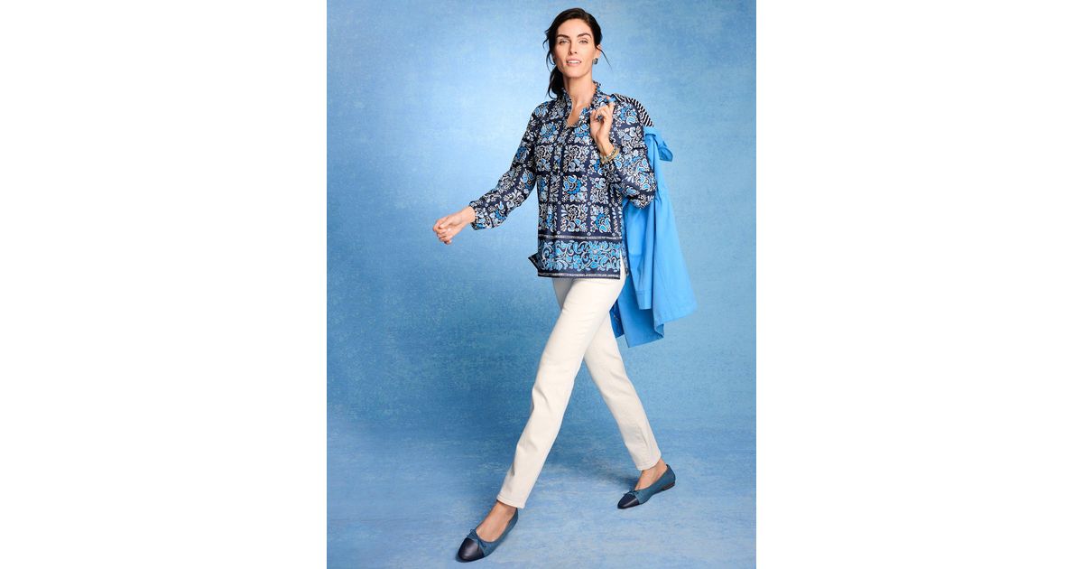 Talbots Blue Ruffled Tees Talbots Ruffle Popover Shirt in Blue | Lyst