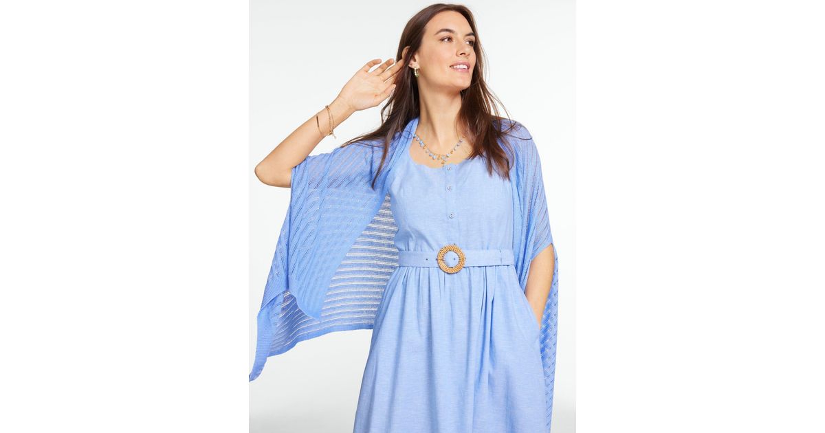 Talbots Ruanas Talbots Pointelle Linen Blend Travel Ruana in Blue | Lyst UK