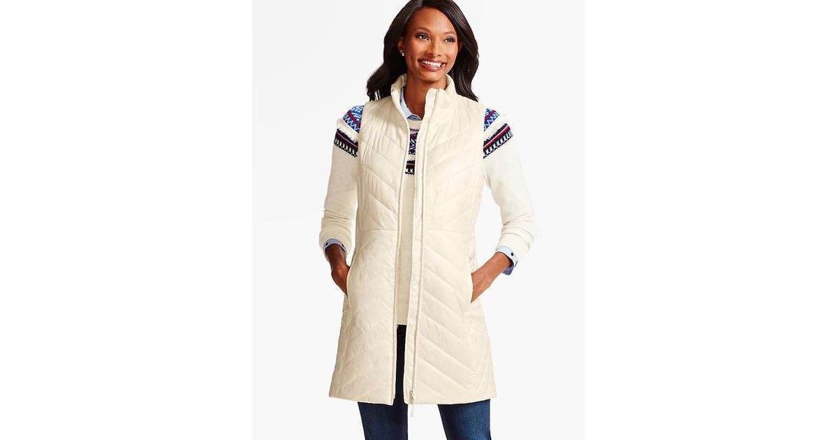 Talbots Cire Long Quilted Primaloft® Puffer Vest in White | Lyst UK