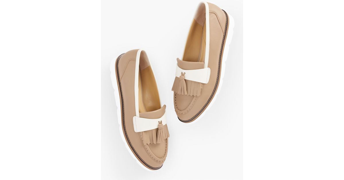 Talbots Liz Tassel Nappa Platform Loafers in White Lyst