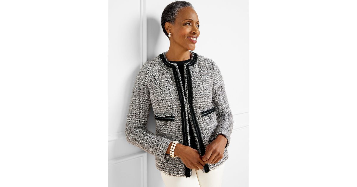 Talbots Twinkling Tweed Knit Jacket in Gray Lyst