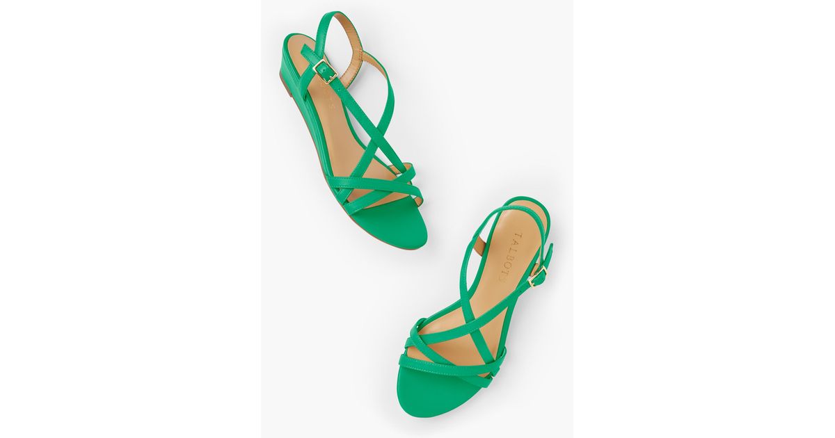 Talbots Capri Crossed Nappa Wedge Sandals in Green Lyst