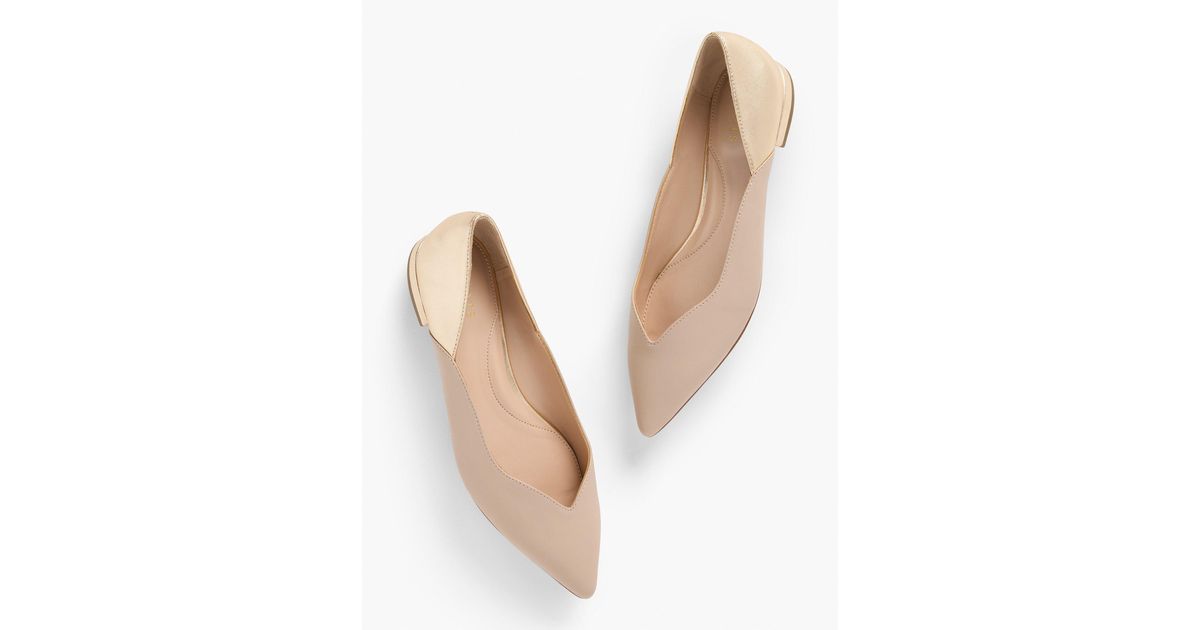 Talbots Smashing6 Talbots Portia Metallic Nappa Flats in White | Lyst