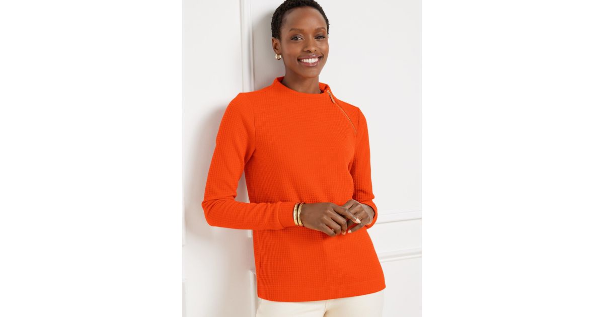 Talbots Zip Detail Funnel Neck Pullover Sweater in Orange Lyst UK