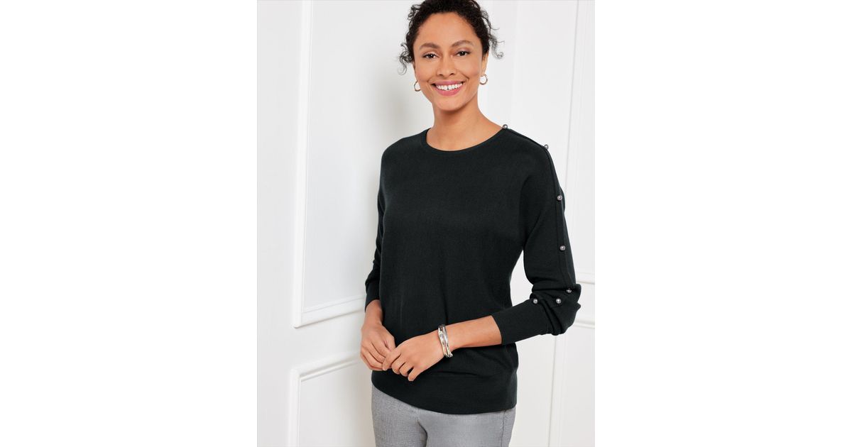 Talbots Wool Blend Button Dolman Sweater in Black Lyst UK