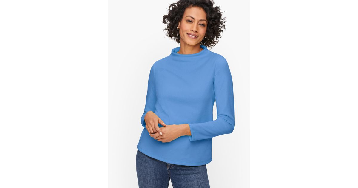 Talbots Microfleece Funnel Neck Top in Blue | Lyst
