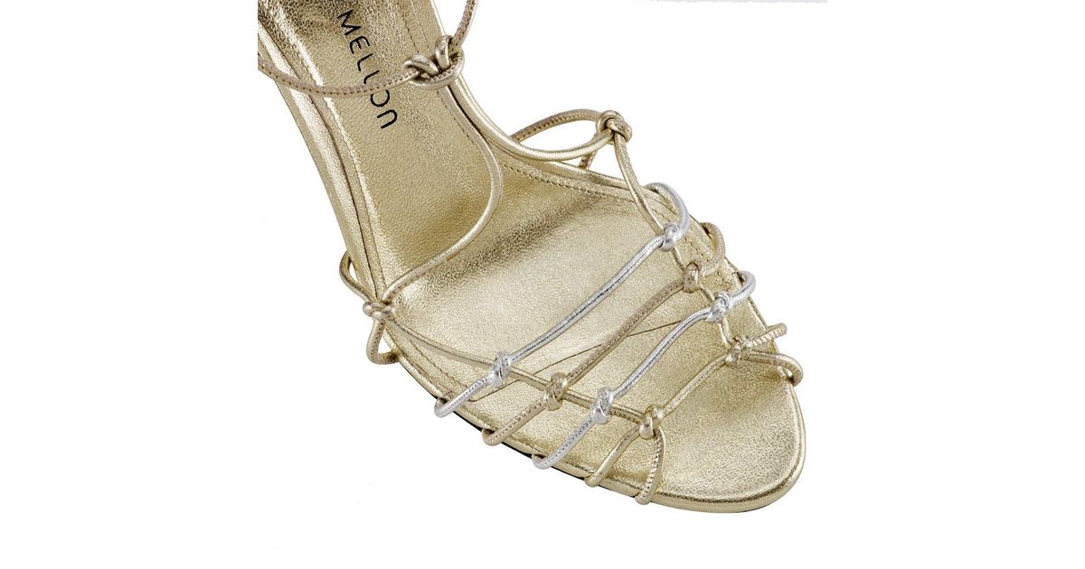 Tamara Mellon Leather Flora Lace-up Sandals in Gold (Metallic) - Lyst
