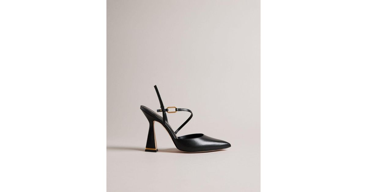Ted Baker Geometric Heel Pointed Court Shoes in Black | Lyst