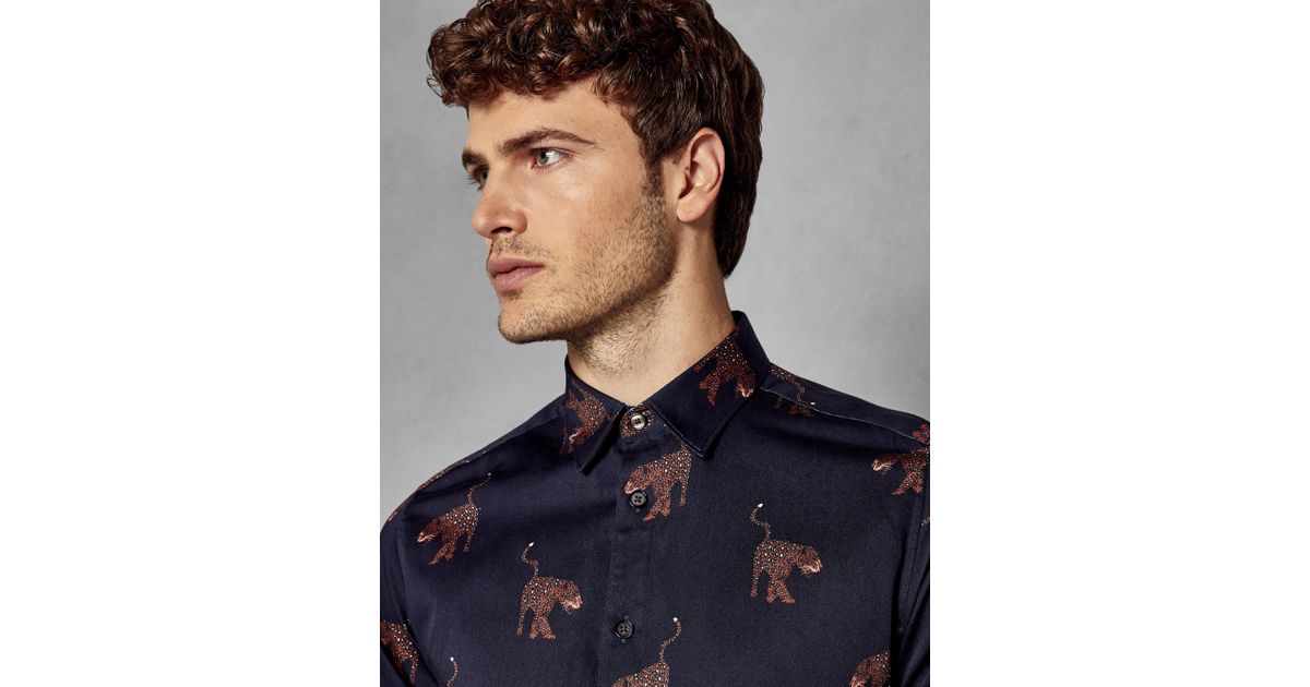 Ted Baker Leopard Print Cotton Shirt in 