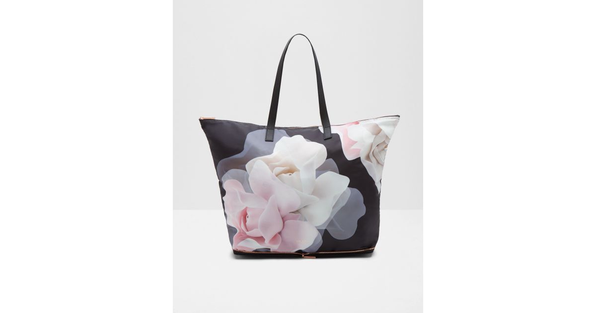 Ted Baker Synthetic Porcelain Rose Foldaway Shopper Bag in Black Lyst