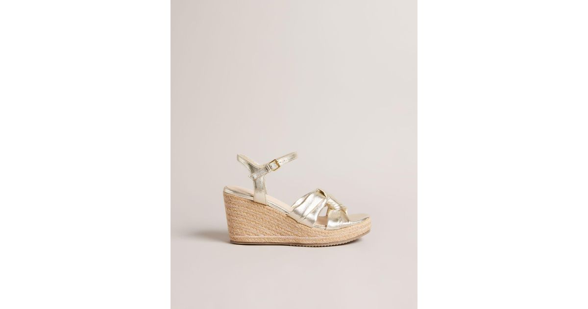 Ted Baker Knotted Wedge Espadrille Sandals in Natural | Lyst Canada