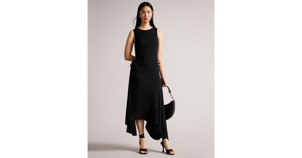 Ted Baker Jersey Dress With Ruched Circle Cut Out in Black | Lyst UK