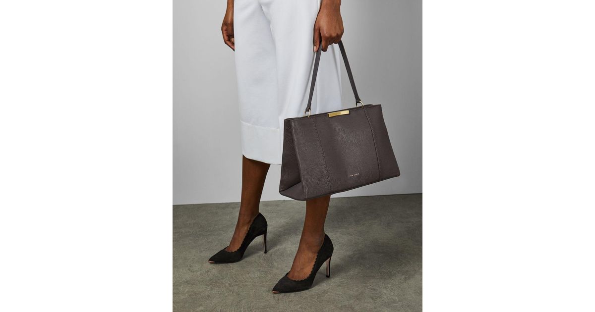 ted baker faceted bow leather tote bag