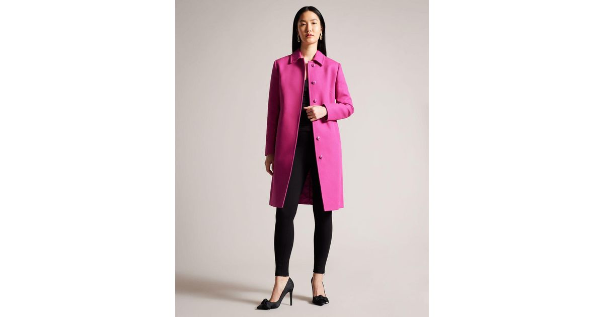 Ted Baker Belted Midi Trench Coat in Pink | Lyst UK