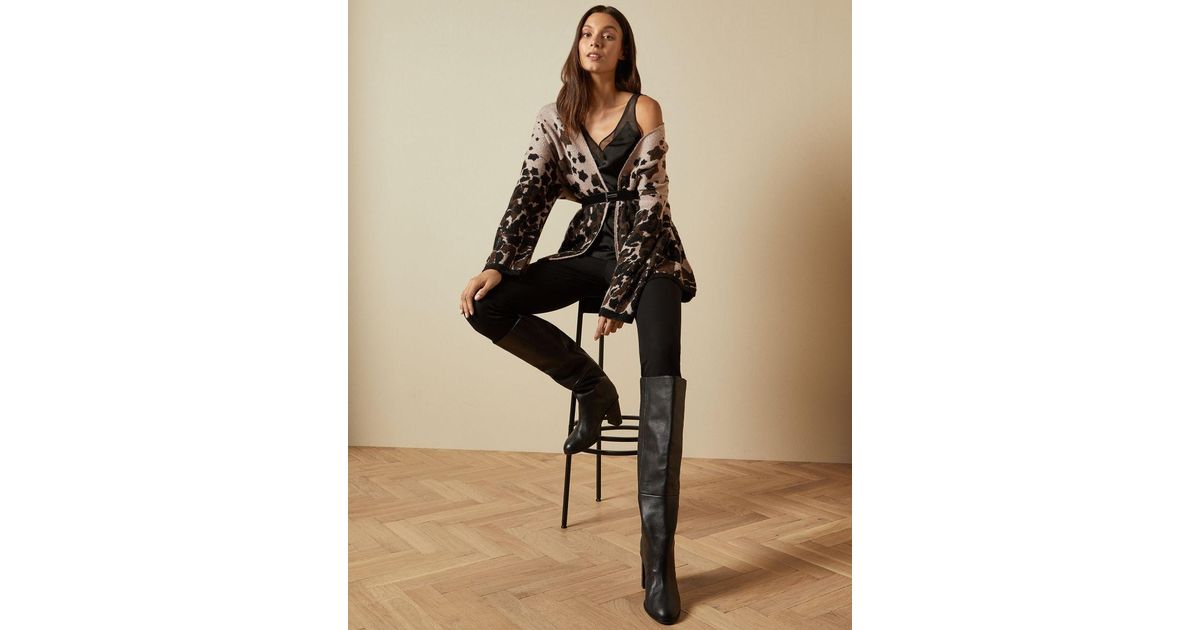 yazella leopard jacquard cardigan