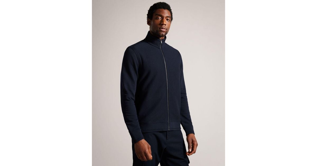 Ted Baker Zip Through Funnel Neck Jacket in Blue for Men Lyst