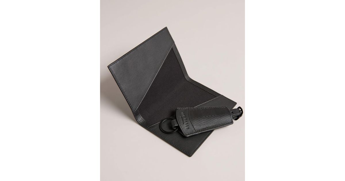 Ted Baker Leder Reisepasshalter und Schlüsselanhänger in Schwarz für