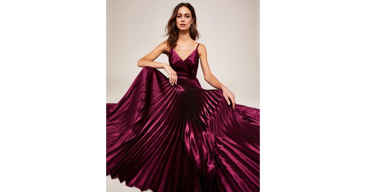 Ted Baker Pleated Satin Maxi Dress in Purple | Lyst Canada