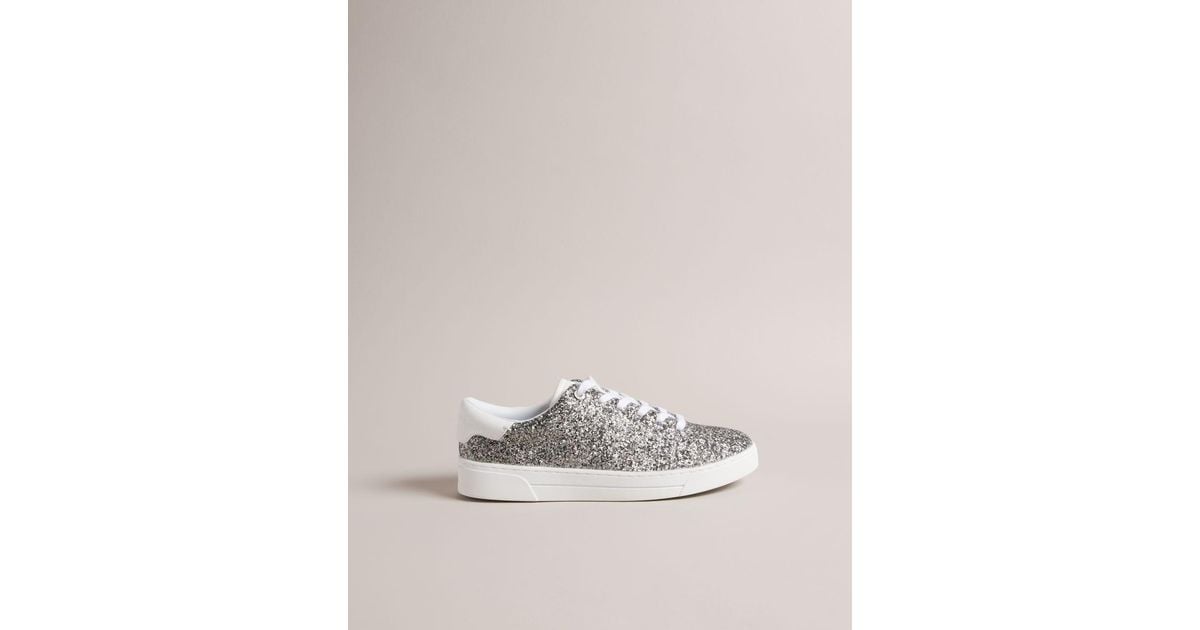 Ted Baker Glitter Cupsole Trainers in Natural | Lyst