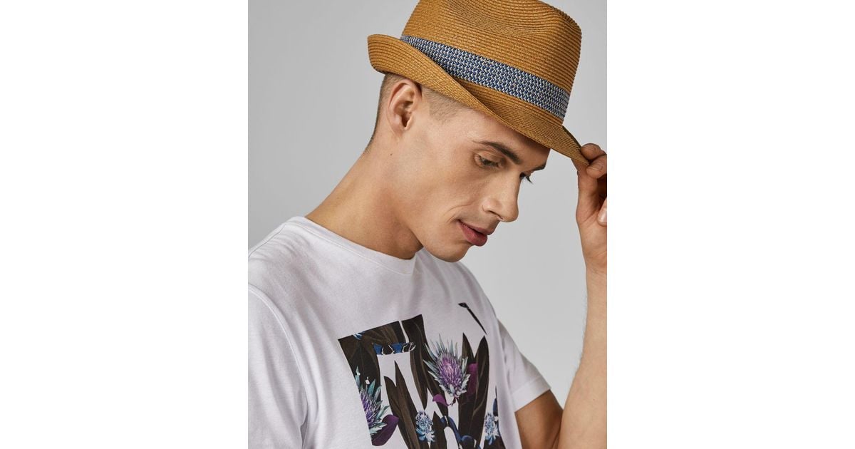 Ted Baker Straw Trilby Hat in Natural for Men | Lyst