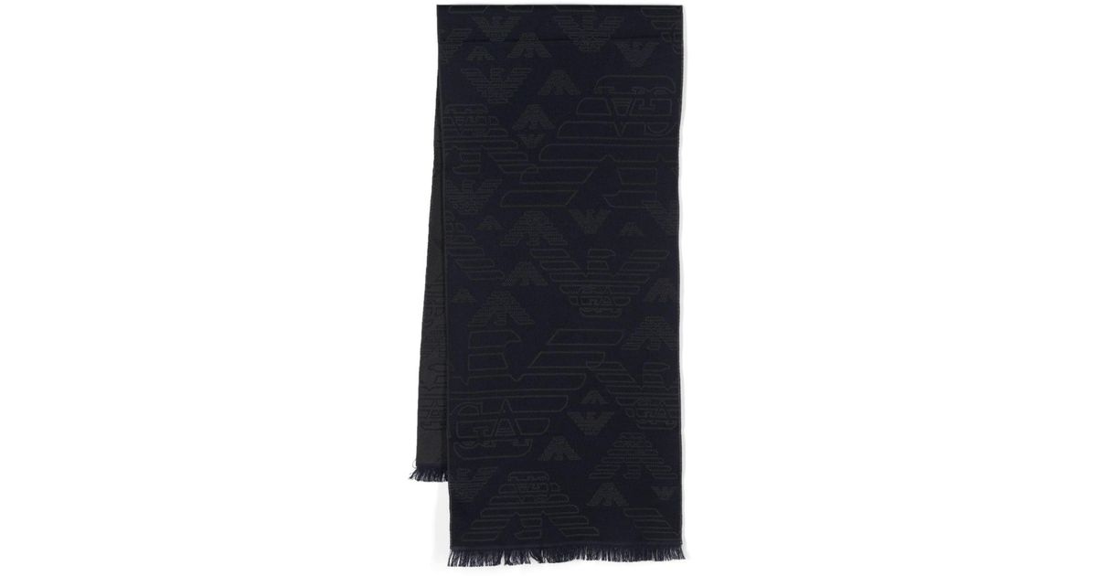 EA7 Allover Logo Wool Scarf in Blue for Men Lyst