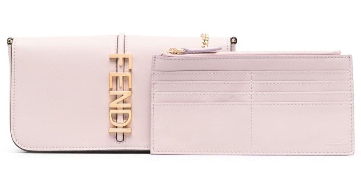 Fendi Graphy Leather Wallet On Chain in Pink | Lyst