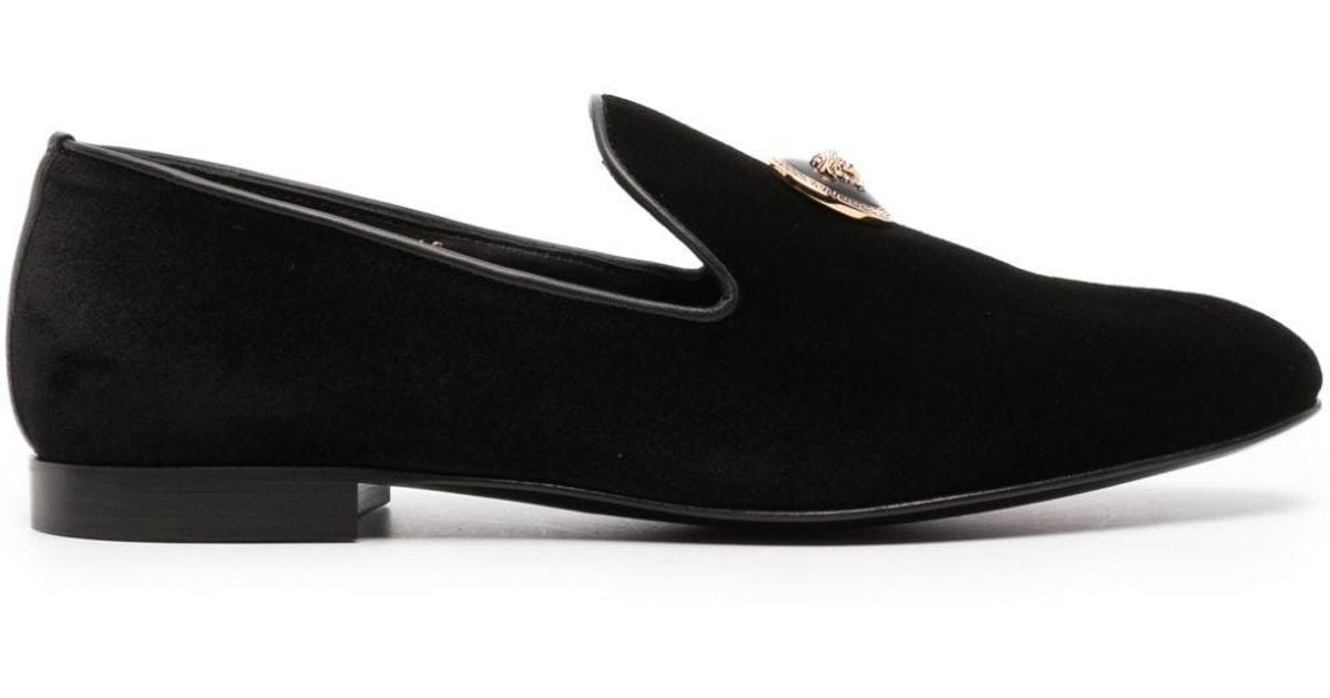 Medusa head hot sale velvet loafers