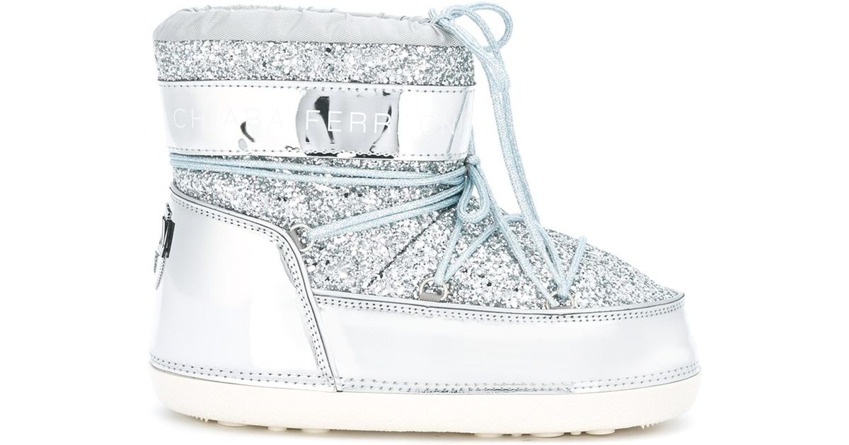 VIP【関税送料無料】希少 CHIARA FERRAGNI SILVER GLITTER BOOTS Chiara Ferragni Glitter Snow Boot | Lyst