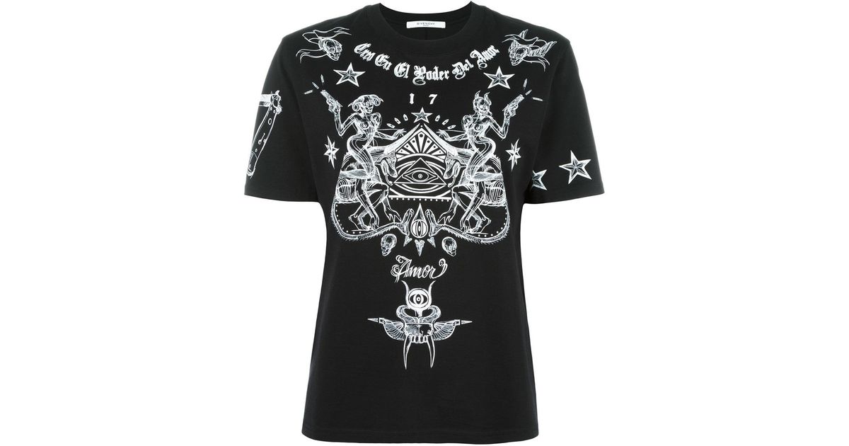 Givenchy Cotton Tattoo Print T-shirt in Black for Men - Lyst