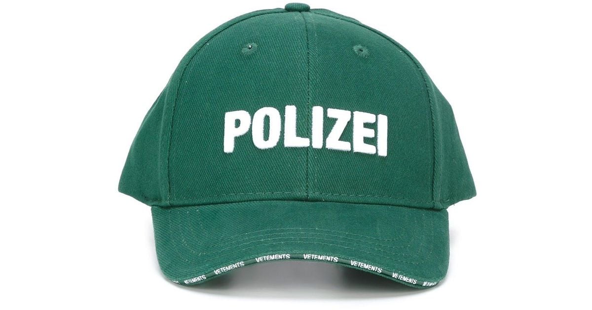 Vetements Polizei Cotton Cap in Green for Men | Lyst