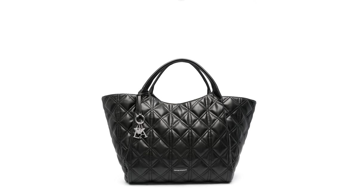 Emporio Armani Quilted Large Tote Bag in Black Lyst