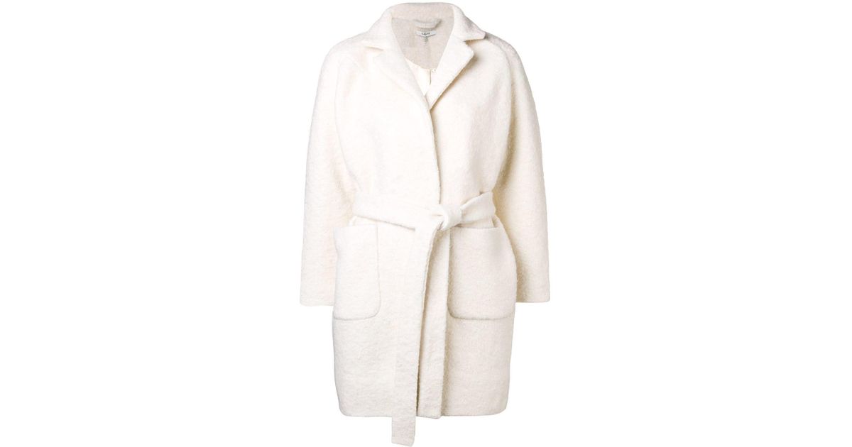white belted coat