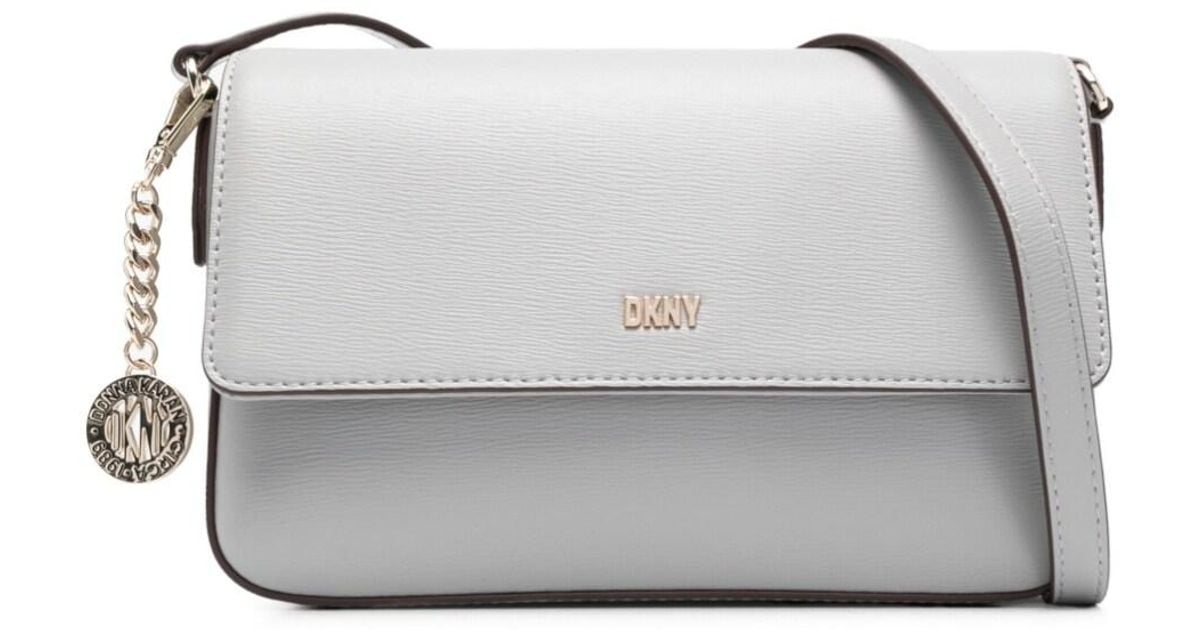 DKNY Bryant Park Top Zip Logo Shoulder Crossbody Bag Light Brown/ White New