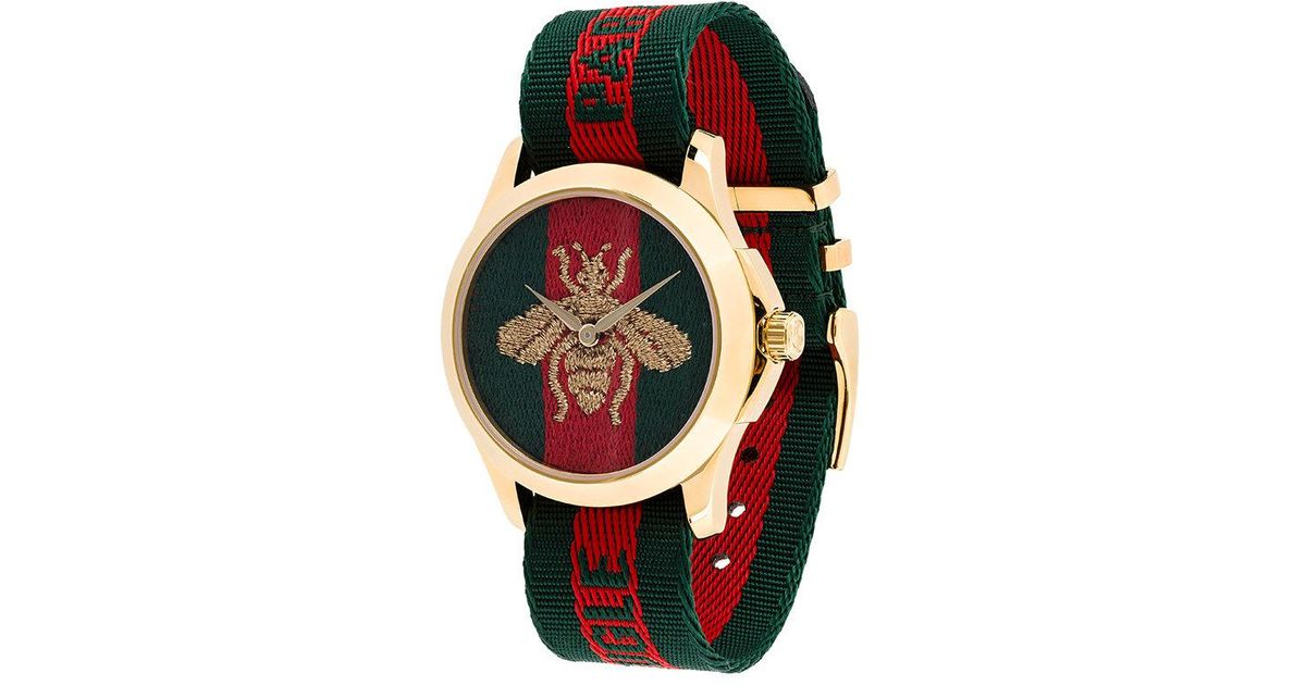 Gucci Watch With Bee Clock Face in Green - Lyst