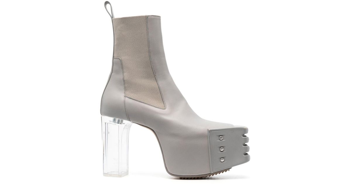 Rick Owens Beatle Platform 115mm Ankle Boots in Gray | Lyst