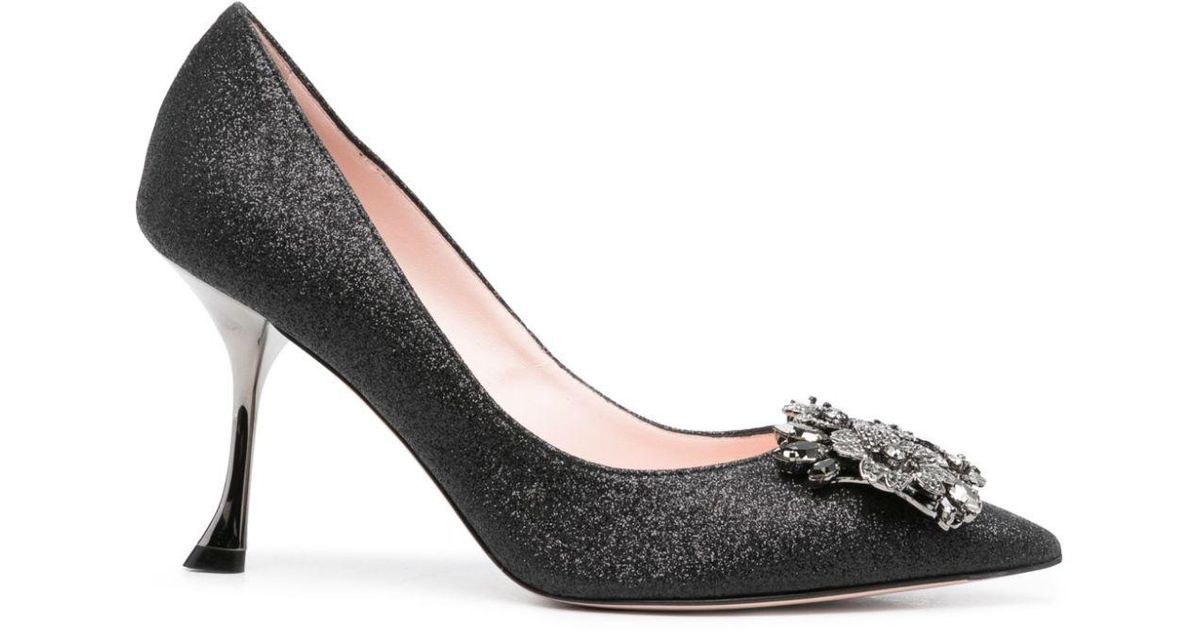 Roger Vivier Rv Bouquet Strass Leather Pumps in Black | Lyst