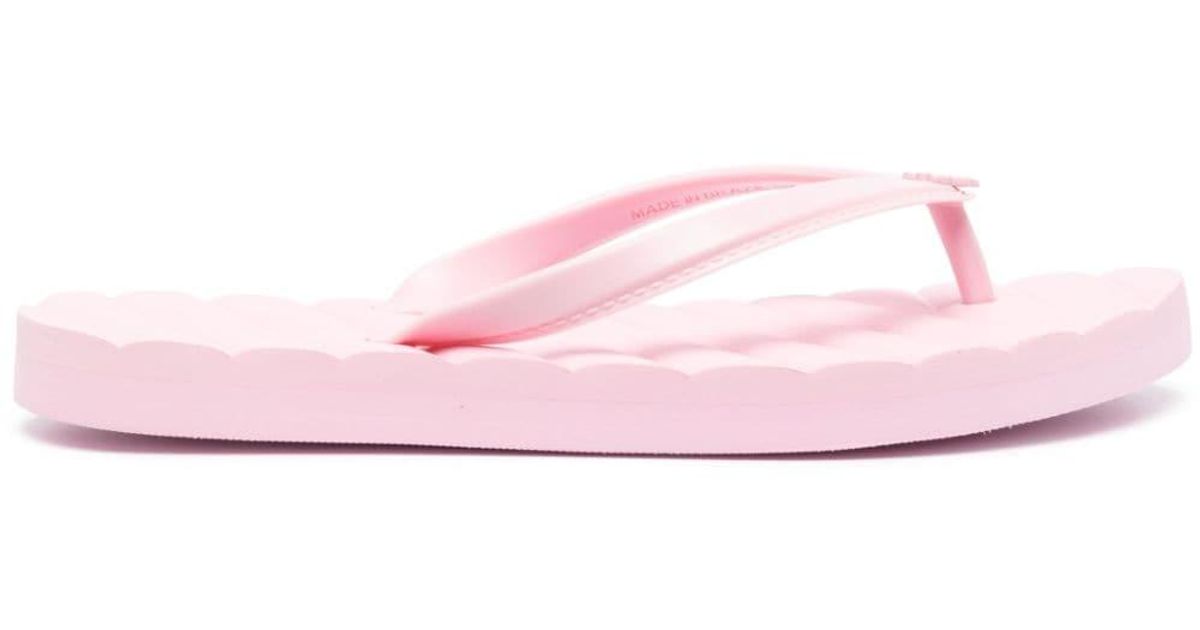 Tory Burch Logo-plaque Flip Flops in Pink | Lyst