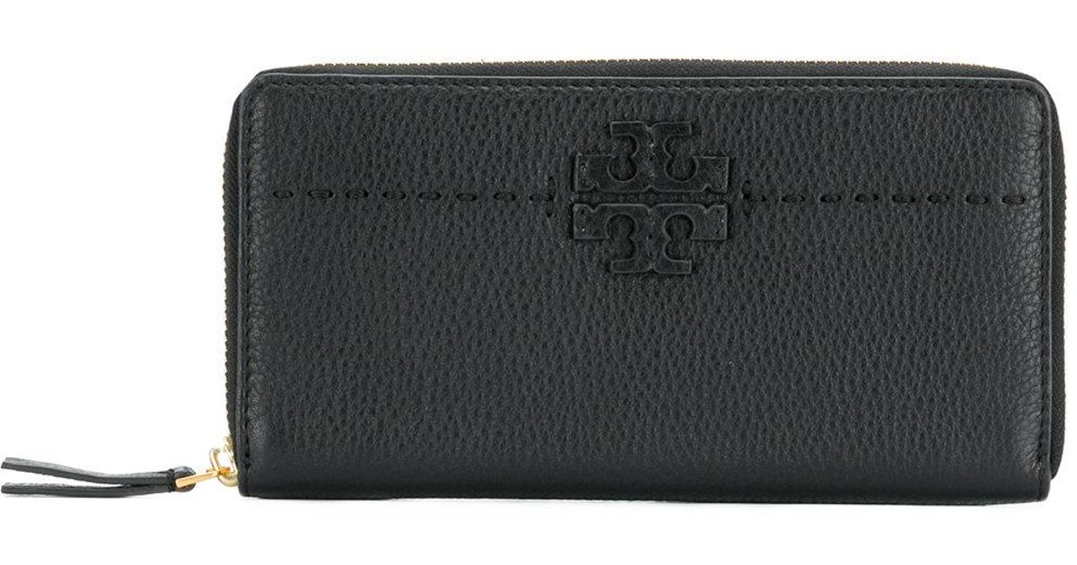 Tory Burch Leather Mcgraw Zip Continental Wallet in Black Lyst