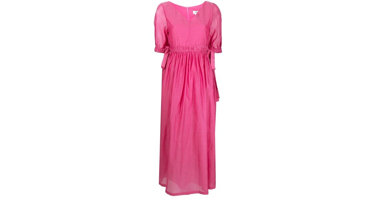 Max Mara Cotton And Silk Blend Midi Dress in Pink | Lyst