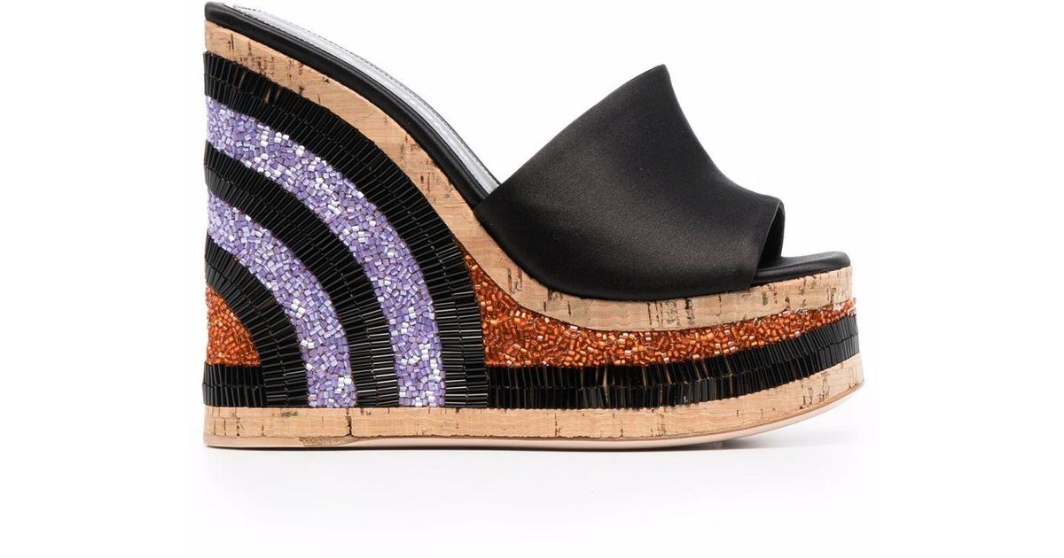 HAUS OF HONEY Leather Lust Bead Wedge Sandals in Black Lyst Australia