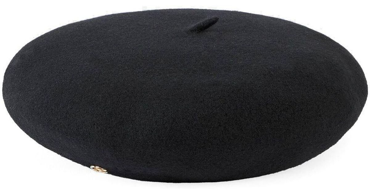 Gucci GG Woolfelt Beret in Black Lyst